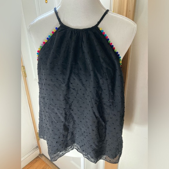 Honey Pot Halter black top and colored beading on both sides. Button closure .M - Picture 2 of 8